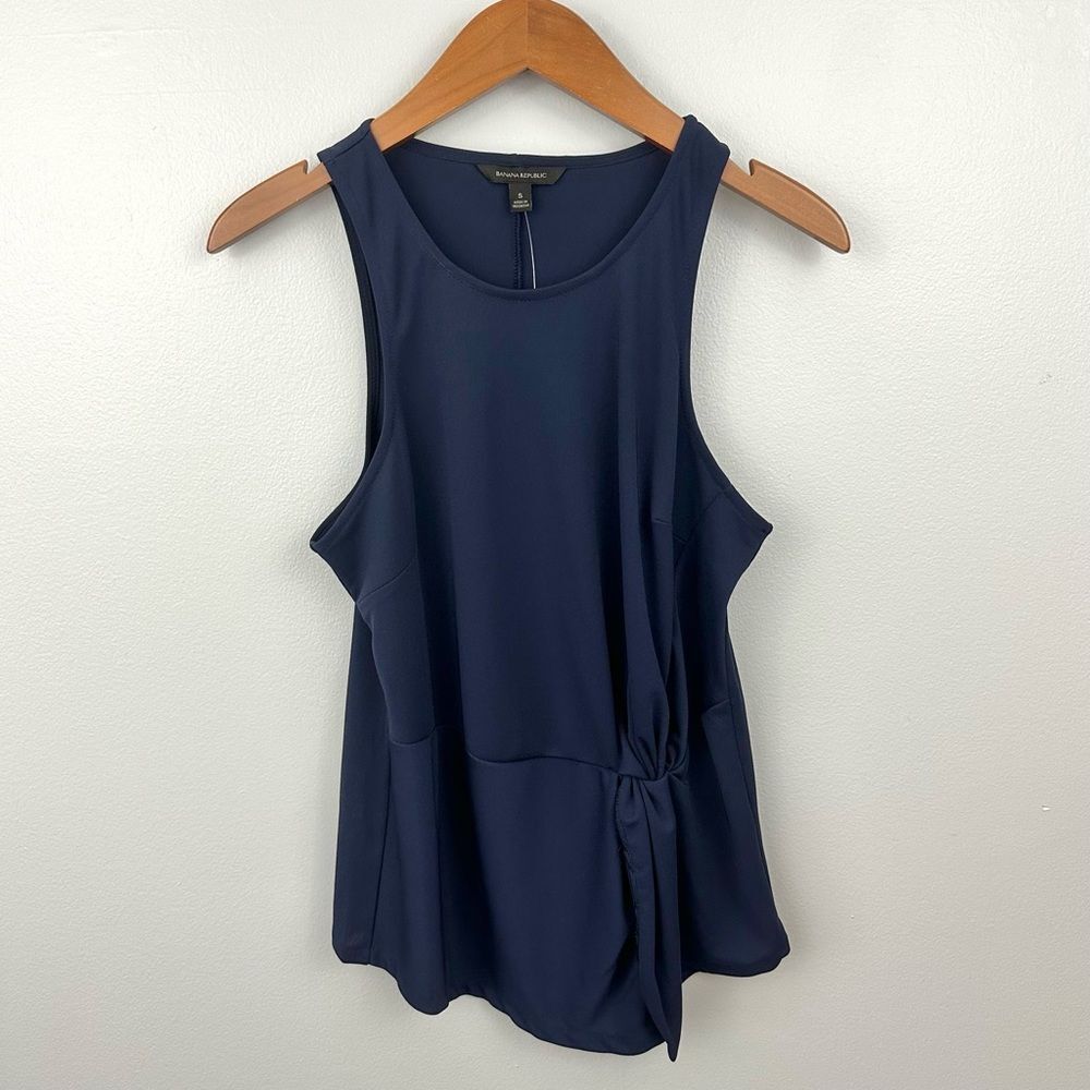 Banana Republic Navy Blue Front Twist Sleeveless Blouse NWT Size Small